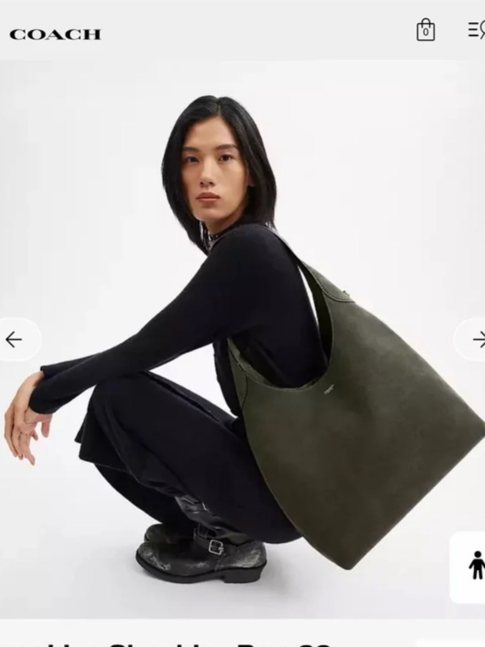 COACH Olive Suede Oversized Shoulder Tote